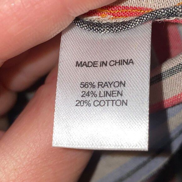 Striped Strapless Jumpsuit By Drew Womens XL Multicolor Rayon Linen Cotton Blend - Picture 5 of 9